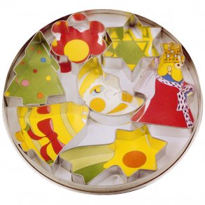 Udstikkerst 7 dele jul tema, tr, klokke,komet,mne,stjerne mv.