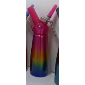 Sifon 0,5 liter i aluminium. med 3 spr�jtetyller, multicolor