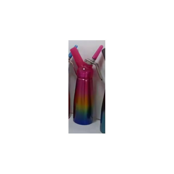 Sifon 0,5 liter i aluminium. med 3 spr�jtetyller, multicolor