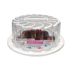 H�j kage transportbeholder - dekoration med hvid blomst