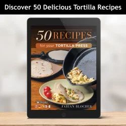 Tortillapresse med opskriftsbog (25 cm)