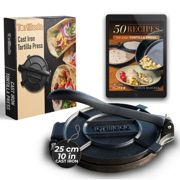 Tortillapresse med opskriftsbog (25 cm)