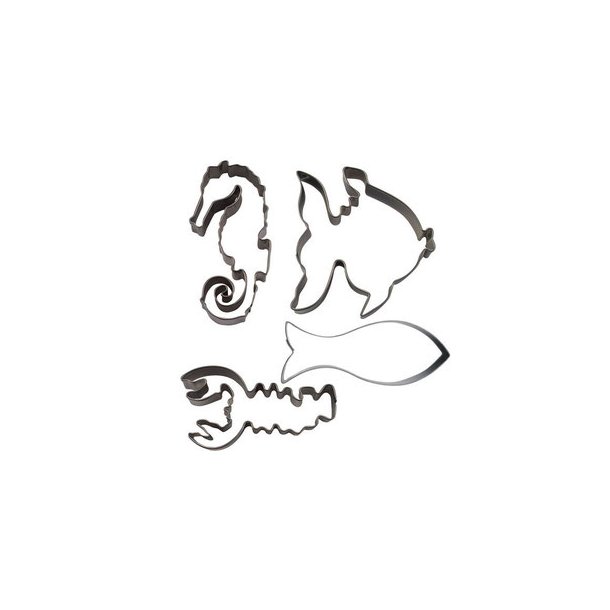 Udstikker s�t med 4 undervands dyr 7,5-8,5cm