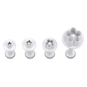 Udstikker med udstder og prgning, blomst 4 stk.