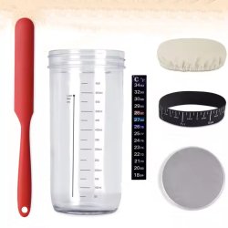 Surdejsglas med spartel, termometer og hjdemler.