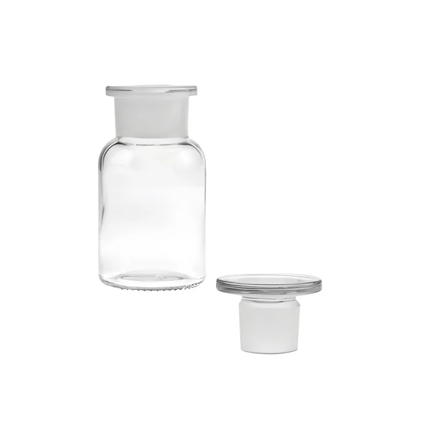Apotekerglas med glaslg, klar glas 100ml.