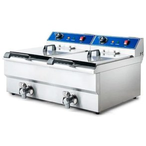 Friture dobbelt med aftapningshaner 2x9 liter